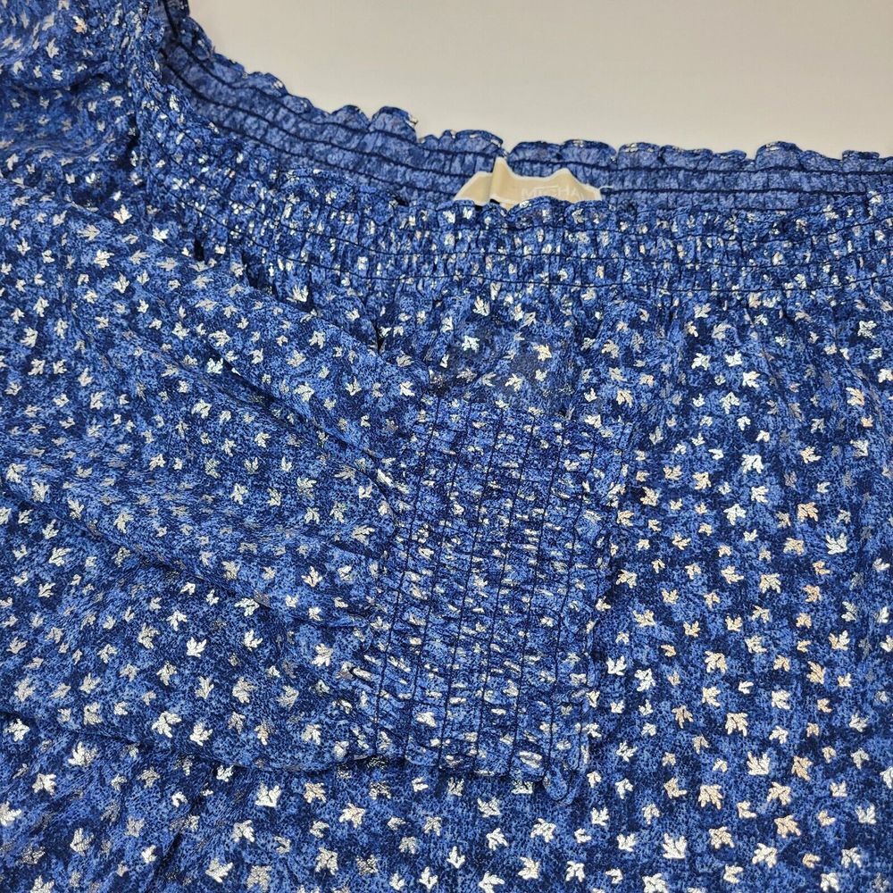 Michael Kors Blue and White Patterned Blouse